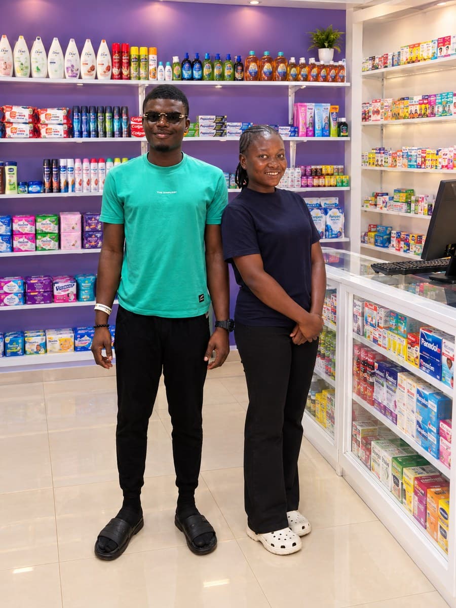 Two members of the Maxtilliz Chem team standing in our pharmacy